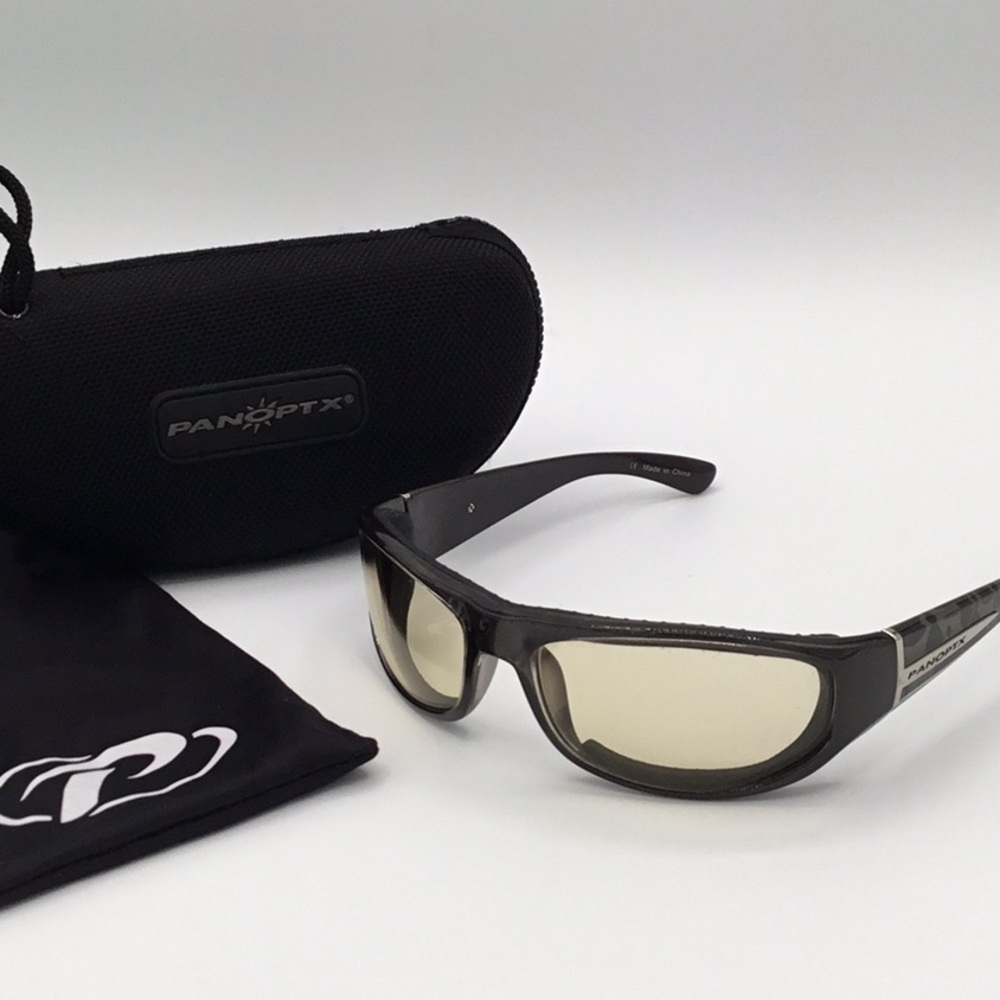 PanoptX Wind Blocking Skull Graphic Riding Glasses, Black/Amber